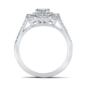 Clarence Bague Femme Taille Emeraude Diamant Double Anneau Or